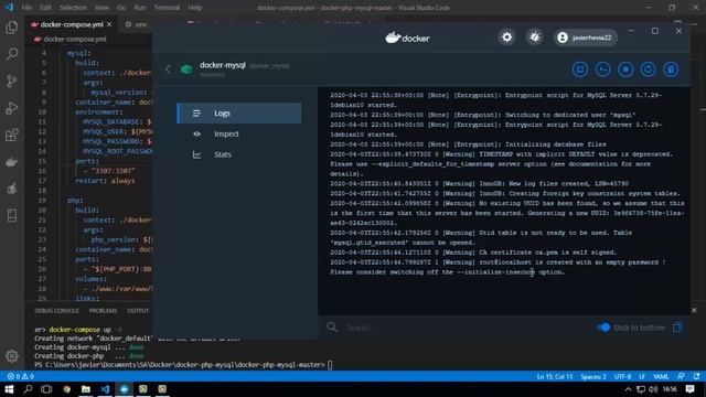 Docker compose Servidor web (php) & MySql смотреть онлайн