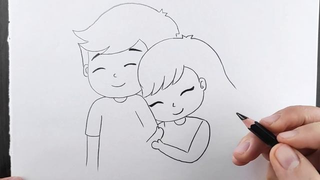 Valentine's Day cute couple drawings for beginners ❤️/ Easy drawings for girls / Pencil drawing смотреть онлайн