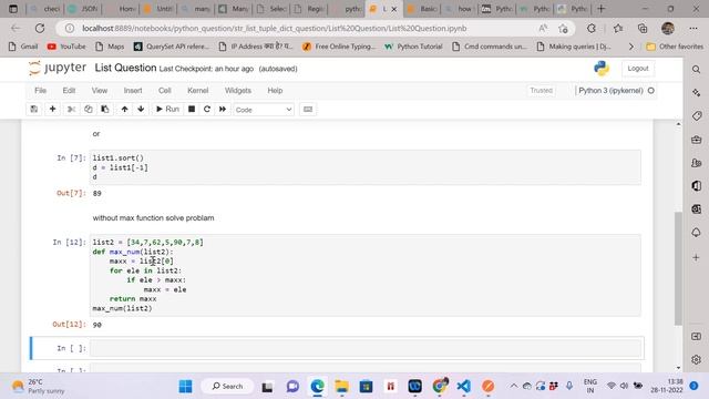 Write a program find Largest number in list python || Hindi || смотреть онлайн