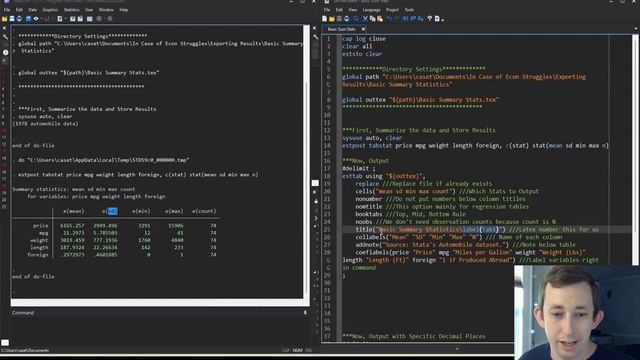 Easily Send Stata Summary Stats Directly to Latex | Exporting Results Struggle смотреть онлайн