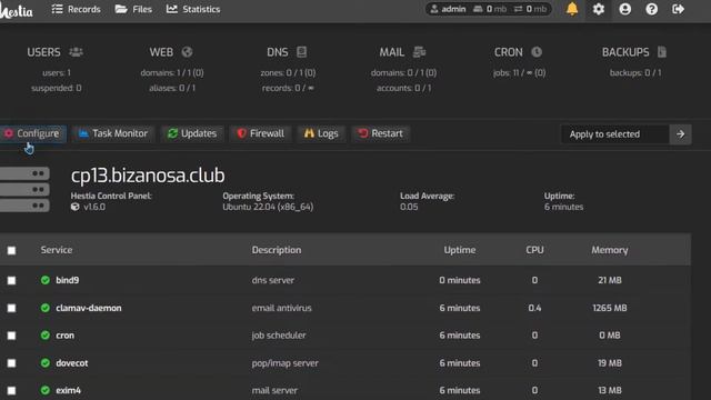 12. Ubuntu 22.04 Install HestiaCP and Hestia Panel overview dashboard review - HestiaCP Tutorial смотреть онлайн