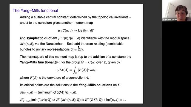 Frances Kirwan | Moment maps and the Yang-Mills functional смотреть онлайн