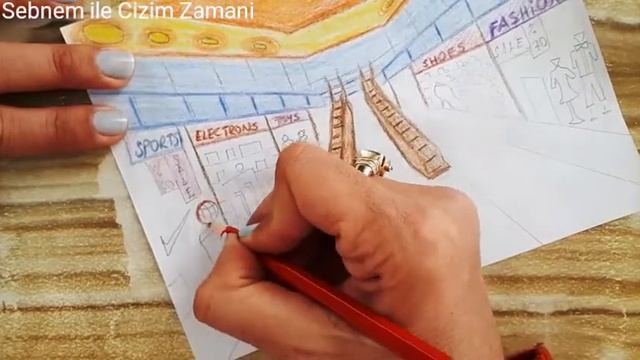 Shopping Mall drawing?/ Shopping Centre drawing / Alışveriş Merkezi Çizimi / AVM Çizimi / Perspekti смотреть онлайн