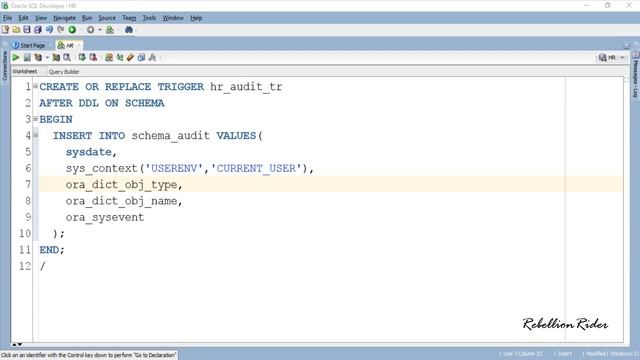 PL/SQL tutorial 18: DDL Trigger with Schema Auditing Example смотреть онлайн