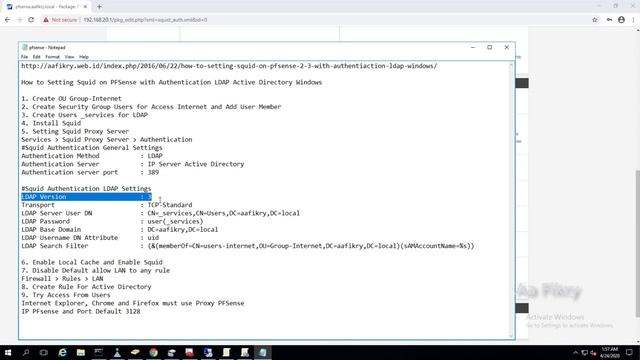 How to Setting Squid on PFSense with Authentication LDAP Active Directory Windows смотреть онлайн