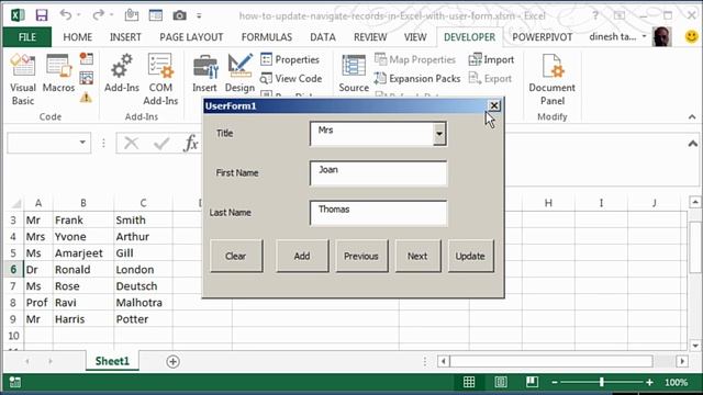How to Update and Navigate Records in Excel Worksheet with User-Form смотреть онлайн