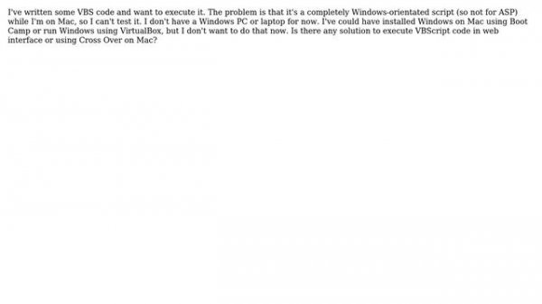 Online VBScript compiler or how to execute VBScript in browser