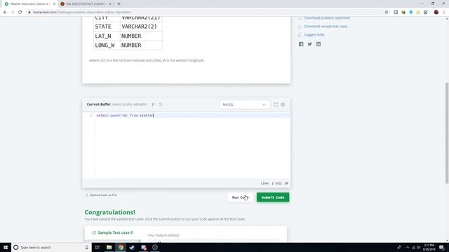 HackerRank SQL Practice Weather Observation Station 4 - Count and Distinct - Learn SQL смотреть онлайн