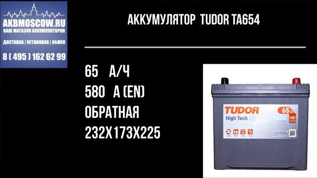 Видео обзор аккумулятора Tudor TA654 смотреть онлайн