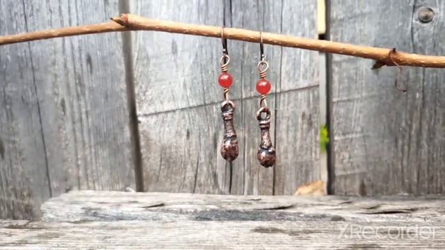 Серьги медные Сирень с агатом смотреть онлайн