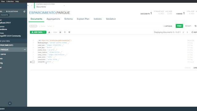 MongoDB Compass localhost 27017 ESPARCIMIENTO PARQUE 2022 02 27 21 20 39 смотреть онлайн