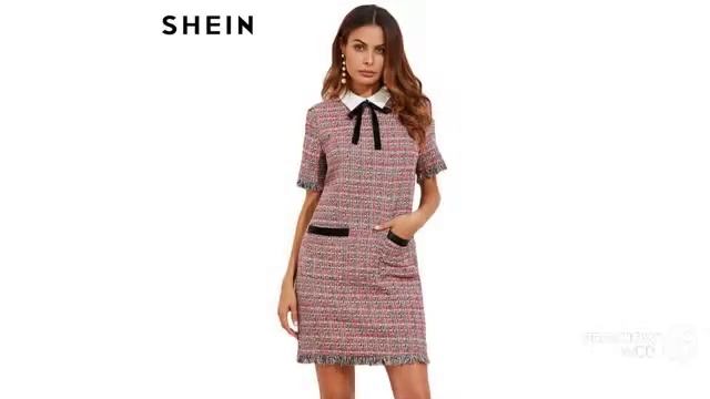 Одежда женская с Aliexpress - Платье с контрастным воротником смотреть онлайн