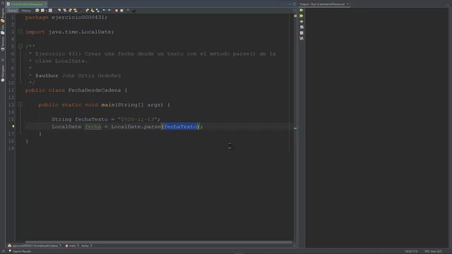 Java Ejercicio: 431 Crear Fecha Tipo LocalDate a partir de una Cadena de Caracteres usando parse() смотреть онлайн