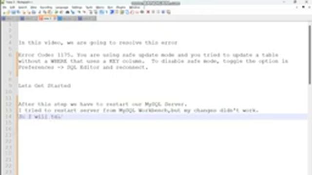 Error code: 1175 You are using safe update mode| Solution 2023 | MySQL Workbench error смотреть онлайн