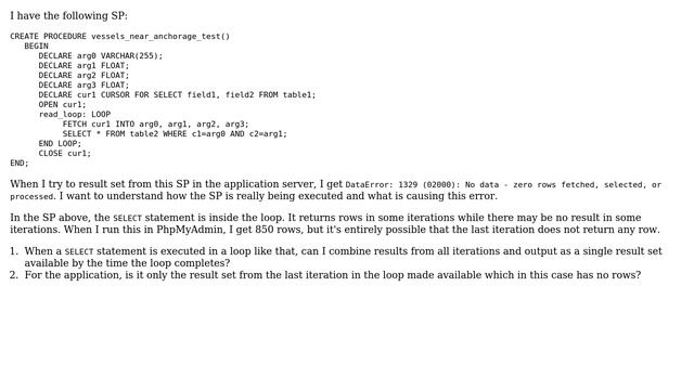 Result set of SELECT statement in LOOP in MySQL Stored Procedure смотреть онлайн