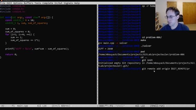 Project Euler: Problem 6 (C/C++) смотреть онлайн