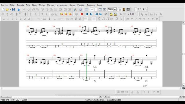 Cannibal Corpse - Hammer Smashed Face Guitar Tabs ( Tablaturas De Guitarra  )