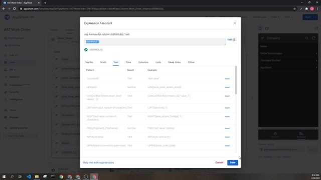 AppSheet USERROLE() Expression смотреть онлайн