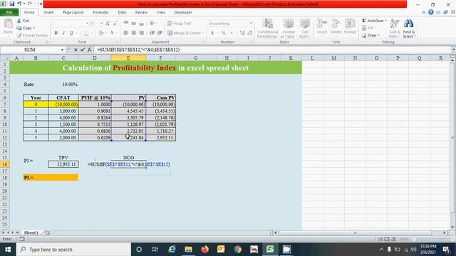 How to calculate the Profitability Index (PI) in an Excel spreadsheet смотреть онлайн