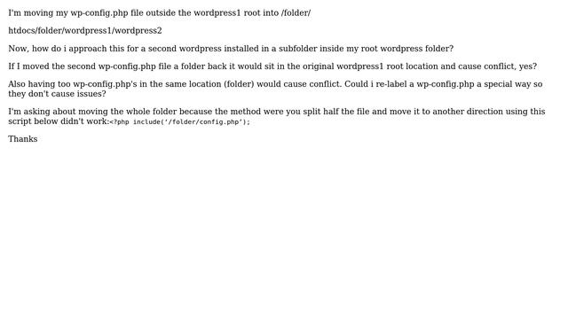 Wordpress: Moving wp-config.php when you have a second wordpress install смотреть онлайн