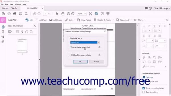 Acrobat Pro DC - Recognizing Text in a Scanned PDF - Adobe Acrobat Pro DC Training Tutorial Course