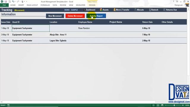 Asset Movement Tracking Spreadsheet смотреть онлайн