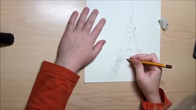 Рисуем простыми карандашами Эйфелеву башню. Пошаговая инструкция смотреть онлайн