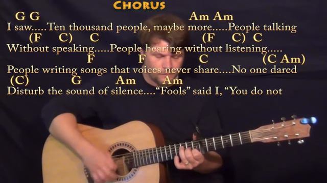 The Sound of Silence (Simon & Garfunkel) Guitar Lesson Chord Chart with Lyrics - Capo 6th смотреть онлайн