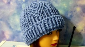 Тёплая шапка рельефными столбиками крючком 2часть. Подробное видео для начинающих.