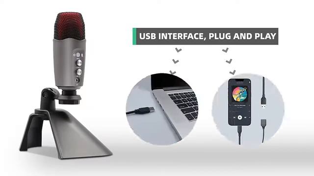 BOMGE Cardioid Condenser USB Microphone смотреть онлайн