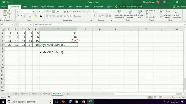 Excel fórmula=MAIOR(A1:F4;13) смотреть онлайн