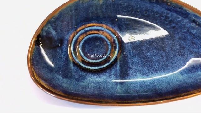 Блюдце треугольное синее Ирис Kunstwerk Iris арт 1031430 смотреть онлайн