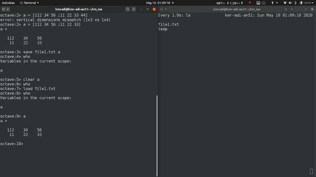 Octave basics 4: save, load смотреть онлайн