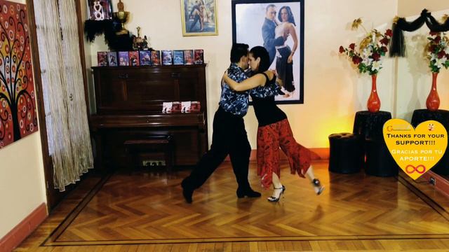 Sacada with medialuna and rhythmic crosses #TANGO VALS MILONGA with Georgina Vargas Oscar Mandagara смотреть онлайн