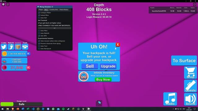 *NEW SCRIPT IN DISCORD* Mining Simulator Script Gui Roblox - WORKING 2022 BY ME