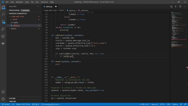 Telegram bot con Python #4 || Verificar usuarios con permisos admin y pasar argumentos por comando. смотреть онлайн