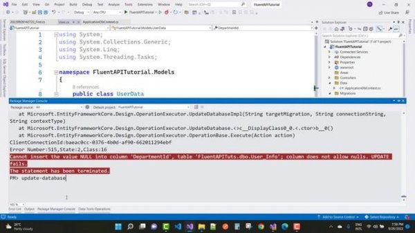 Fix: Cannot insert the value NULL into Column does not allow nulls. Update Fails. The statement has