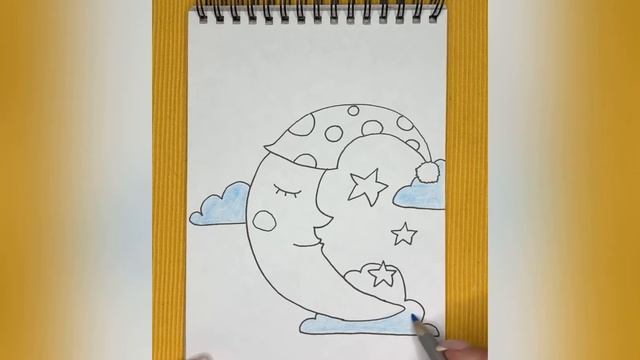 Как нарисовать спящую ЛУНУ / how to draw a sleeping moon смотреть онлайн