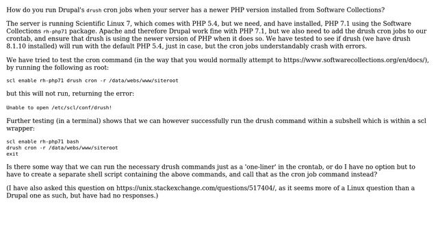 Drupal: Running Drupal's drush cron jobs with a newer PHP version from Software Collections смотреть онлайн