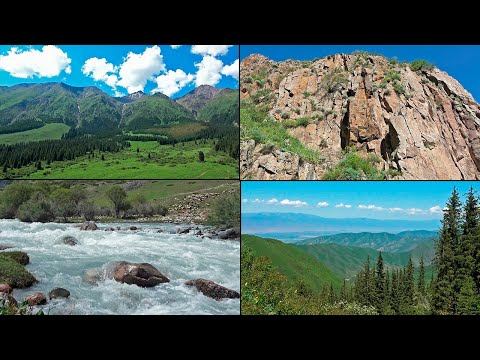Mountains, forests, flowers, rocks, rivers and a real ice waterfall! Incredible nature of Kyrgyzstan