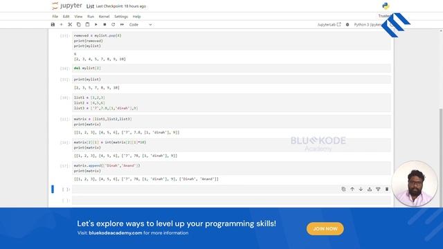 Learn List in Python (Tamil) Part-3 Nested List | Python For Beginners | Bluekode Academy | #06 смотреть онлайн