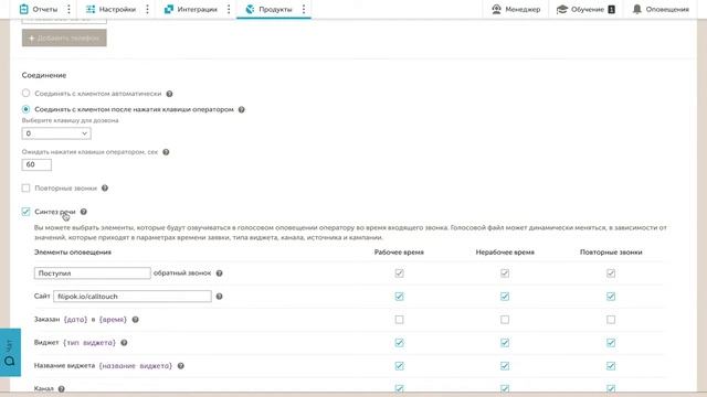 Синтез речи в виджетах обратного звонка Calltouch смотреть онлайн