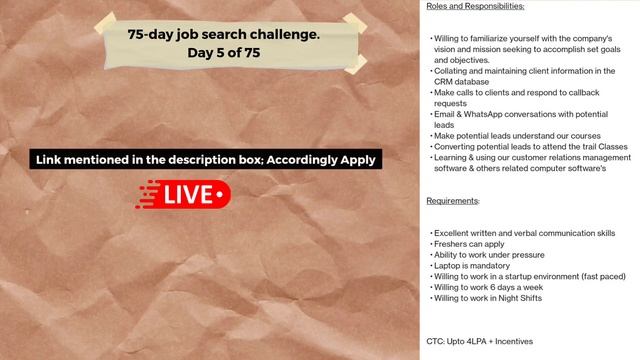 Day 5 of 75 Job Search Challenge: Work From Home Jobs 2023 | Salary up to ₹33,000 | Latest Jobs смотреть онлайн