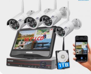Hiseeu 3MP 8CH Беспроводной Комплект видеонаблюдения с 10,1 "ЖК-монитором
