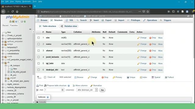 Tutorial membuat database dan tabel mysql/mariadb dg phpmyadmin pada XAMPP смотреть онлайн