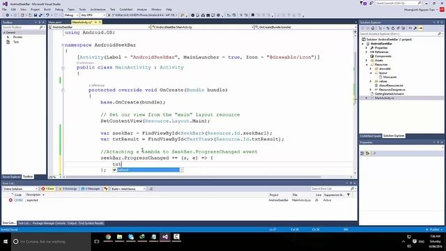 Xamarin Android Tutorial - SeekBar смотреть онлайн