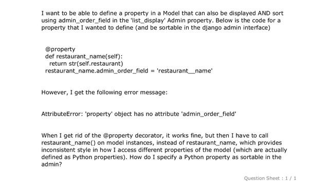 Django : AttributeError: 'property' object has no attribute 'admin_order_field' смотреть онлайн