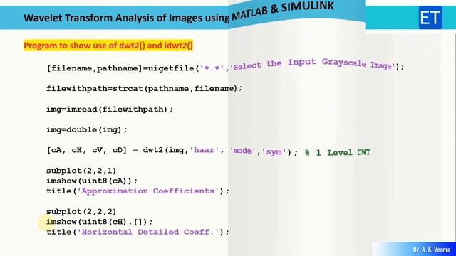 Wavelet Transform Analysis of Images using MATLAB and SIMULINK смотреть онлайн