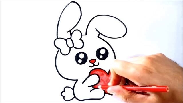 HOW TO DRAW a cute BUNNY RABBIT - how to draw easter bunny - drawing easter bunny смотреть онлайн