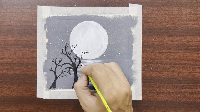 Easy Black and White Landscape Drawing for Beginners with Watercolor Painting #art смотреть онлайн